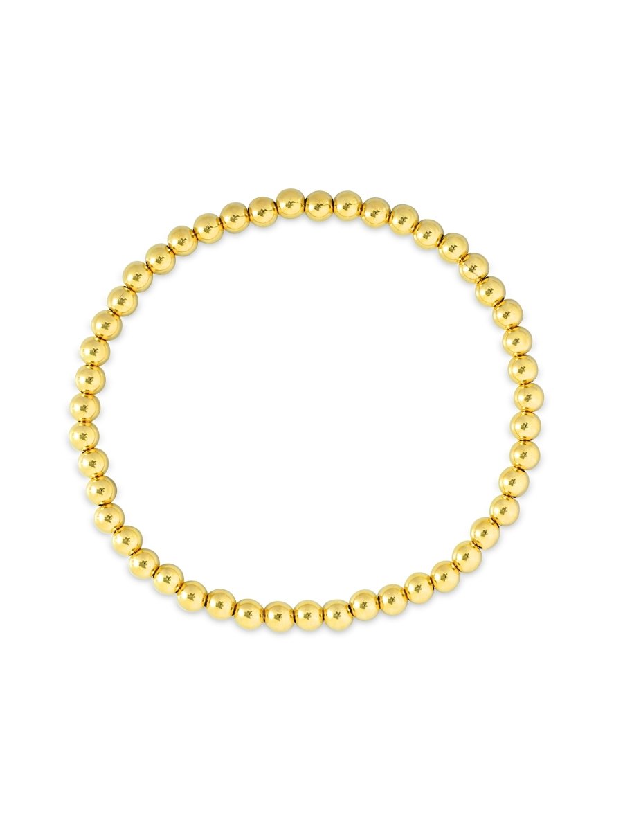 Gold bead stretch bracelet 4mm on white background