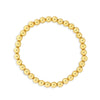 Yellow gold beaded stretch bracelet 5mm on white background