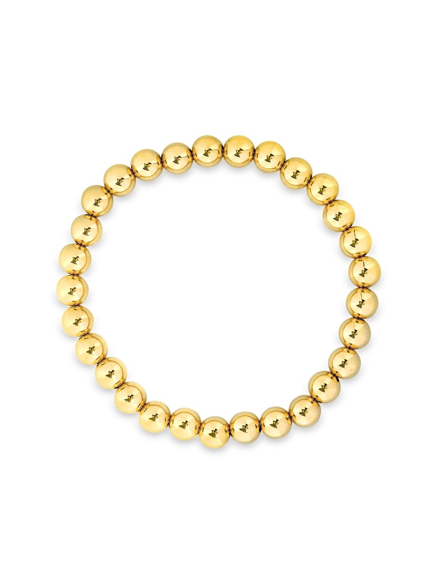 6mm gold beaded everyday bracelet on white background