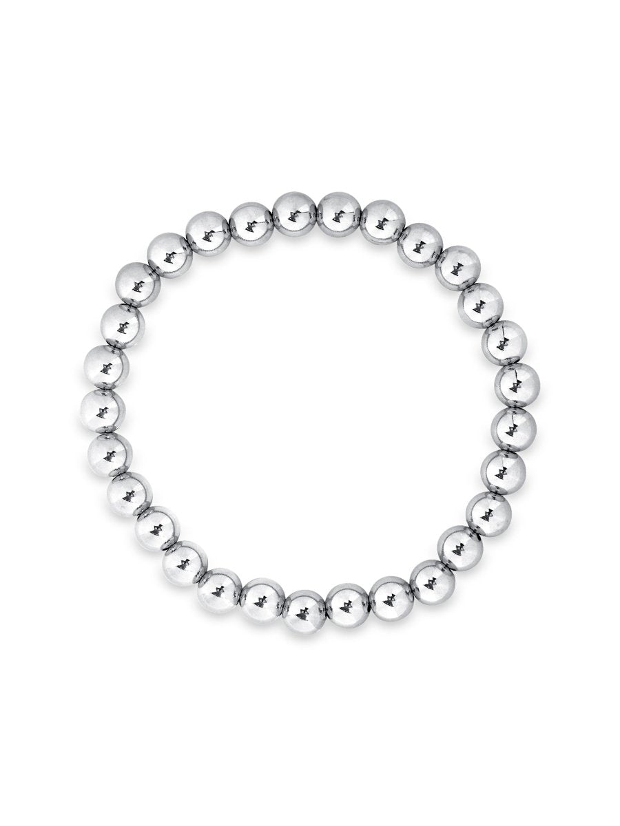 6mm silver beaded everyday bracelet on white background