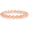 Rose gold 8mm bead stretch bracelet on white background