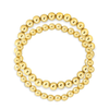 Gold beaded bracelet set 5mm and 6mm on white background
