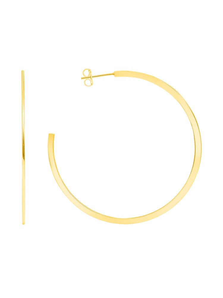Flat Gold Hoop Earrings