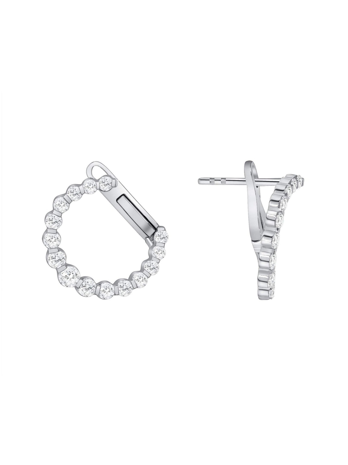 Graduated Diamond Circle Stud Earrings 14K - LeMel