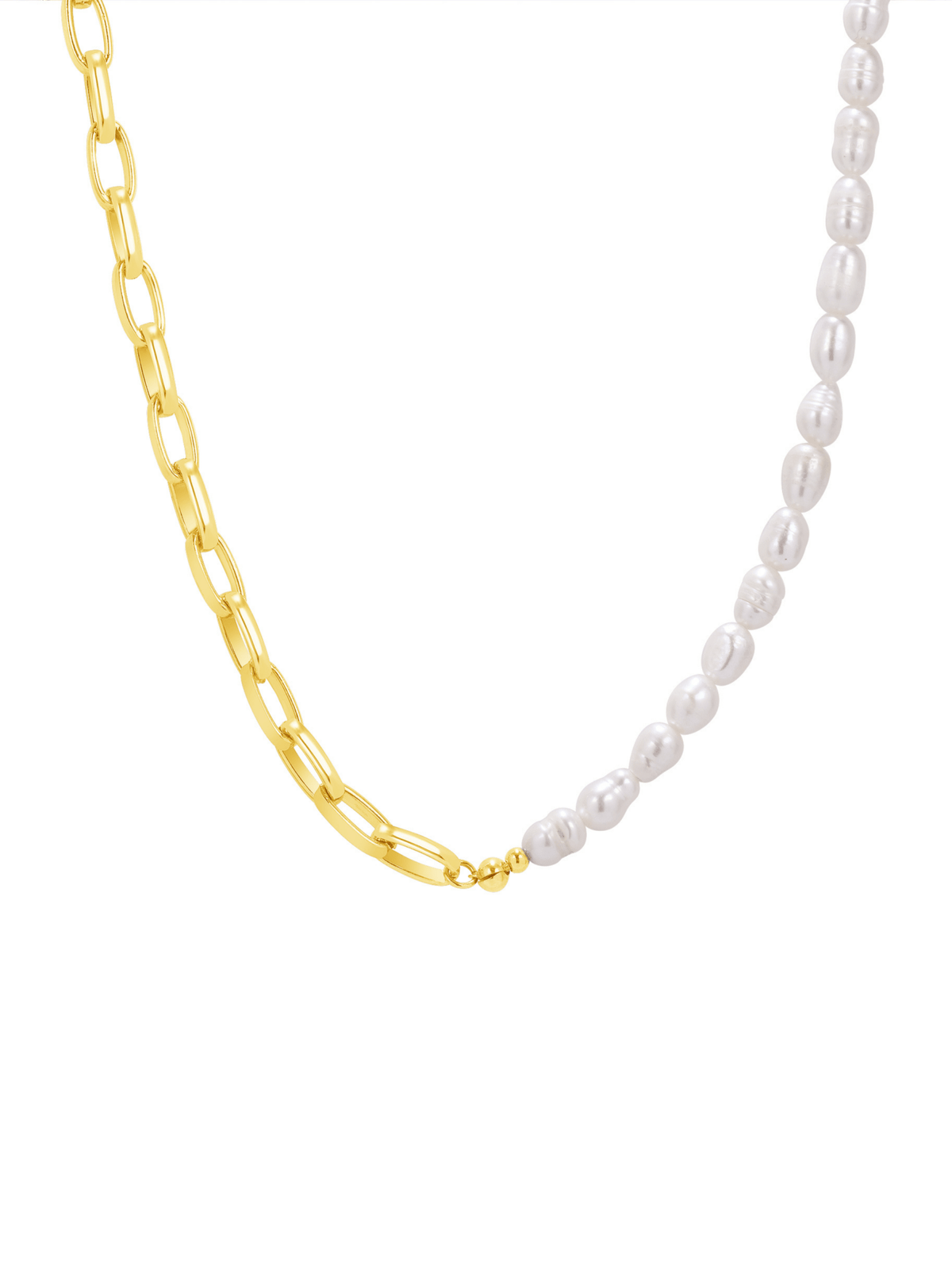 Half Pearl Chunky Chain Necklace - LeMel
