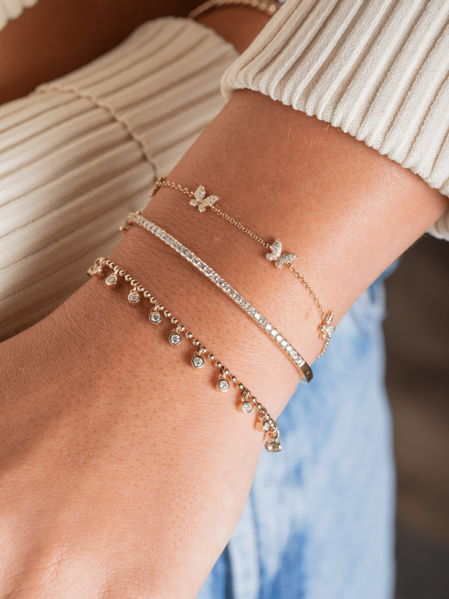 Hallie Diamond Butterfly Bracelet 14K Gold LeMel LeMel