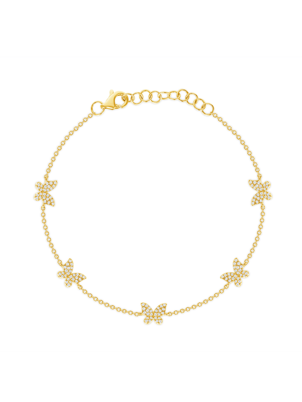 Petite Solid Gold Diamond Butterfly Bracelet, Monica