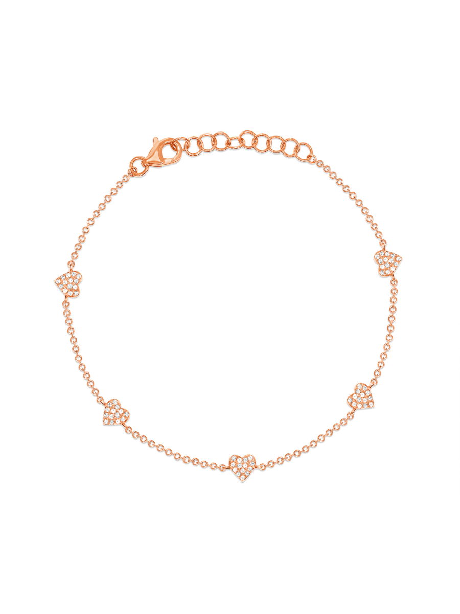 Diamond Accent Solitaire Swirl Heart Bracelet in Sterling Silver and 18K Rose  Gold Plate - 8.0