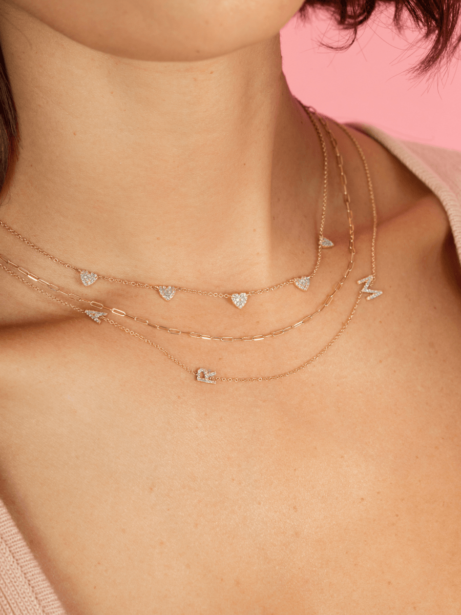 Hallie Diamond Heart Necklace 14K - LeMel