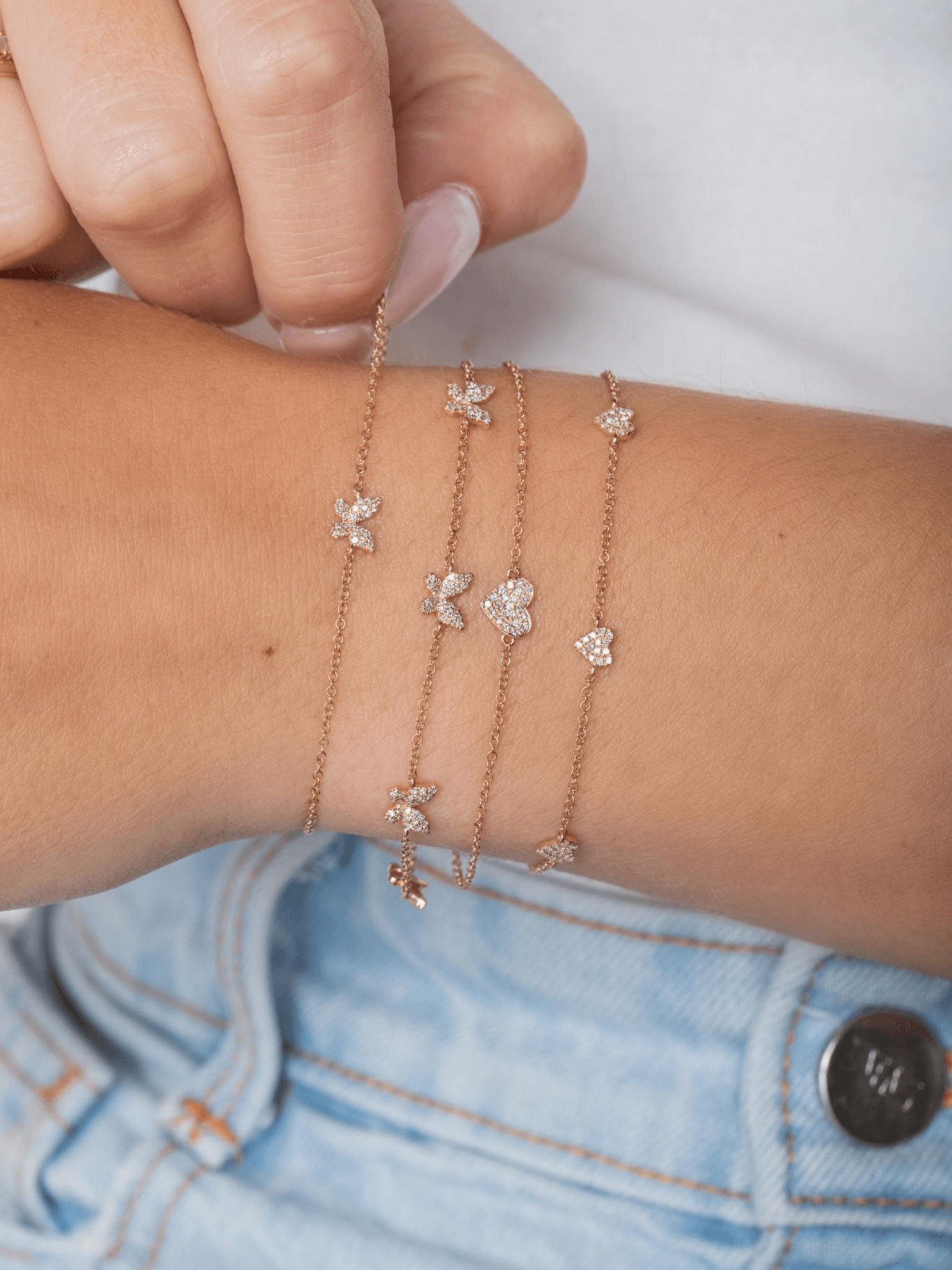 Hallie Diamond Single Butterfly Bracelet 14K Gold LeMel LeMel