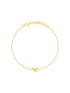 Hallie Diamond Single Butterfly Bracelet 14K - LeMel