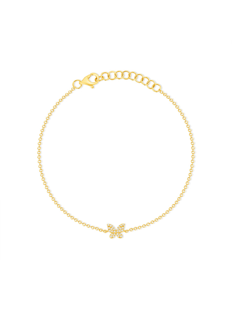 Hallie Diamond Single Butterfly Bracelet 14K