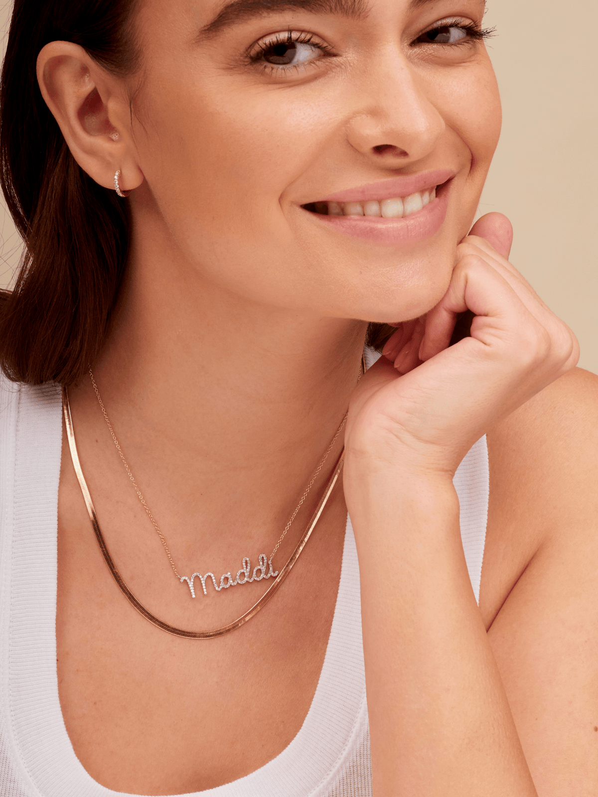 Snake chain with diamond name necklace