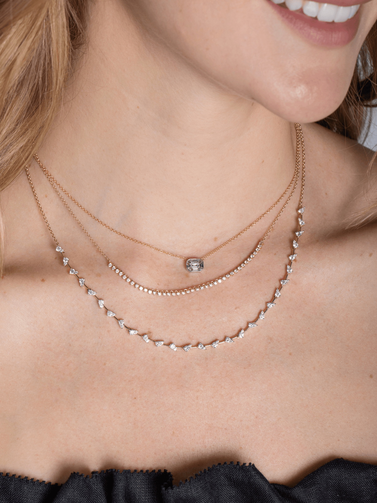 Illusion Pear Diamond Necklace 14K - LeMel