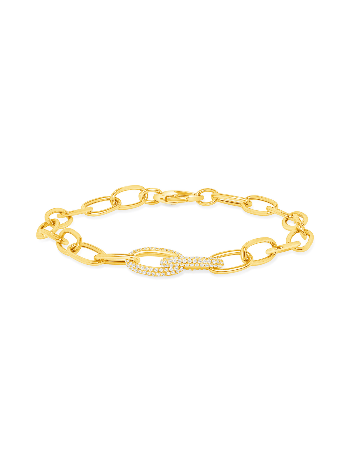 Interlocking Diamond Oval Link Bracelet 14K - LeMel