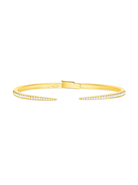 Bennett Pave Claw Diamond Cuff Bangle Bracelet 1.18 ctw 14K Yellow Gold