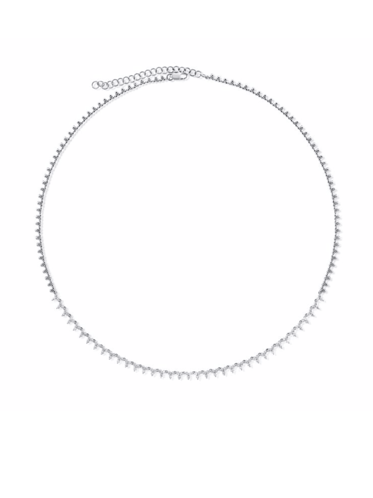 white gold Diamond Trio necklace on beaded chain with white image