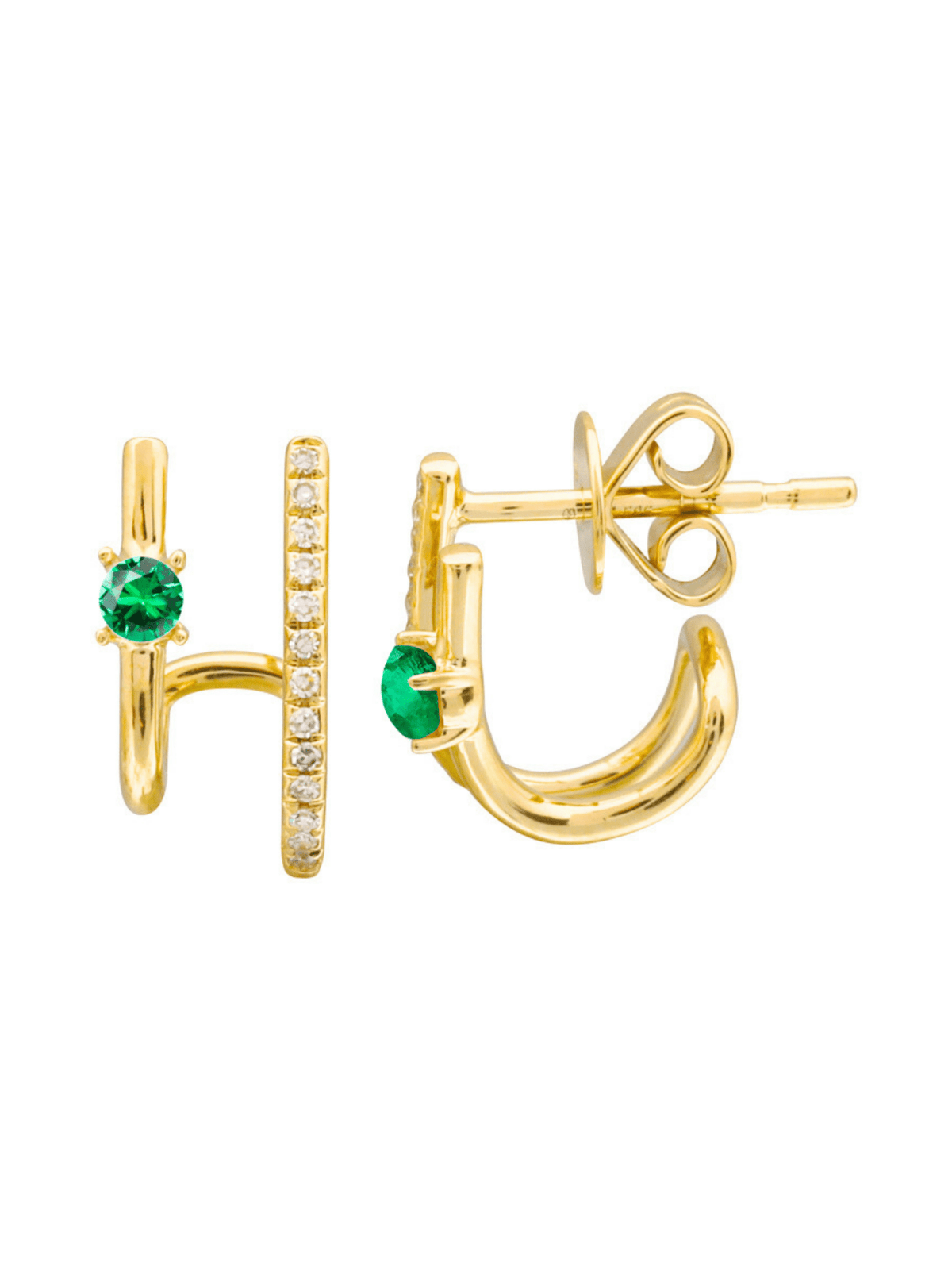 Katie Emerald Double Bar Stud Earring - LeMel