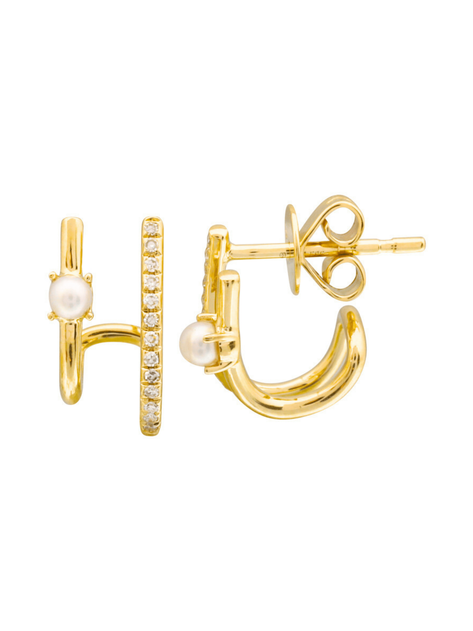 Katie Pearl Double Bar Stud Earring - LeMel