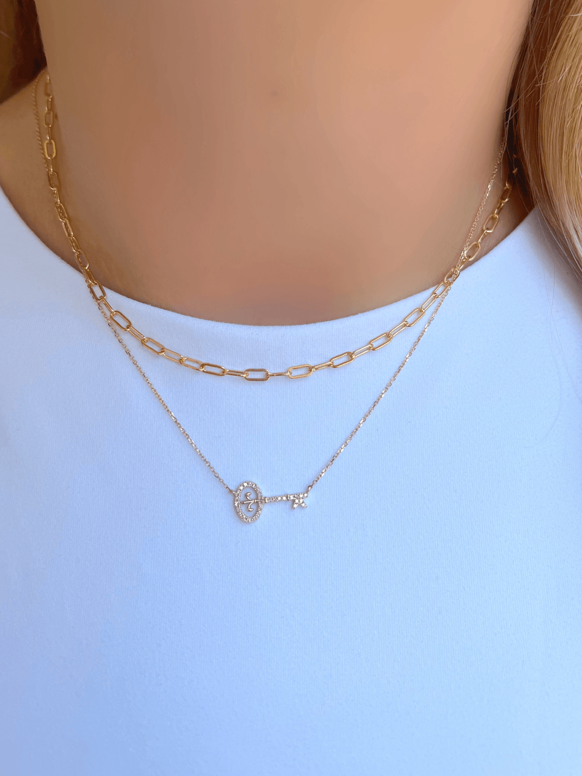 Key Diamond Necklace 14K - LeMel