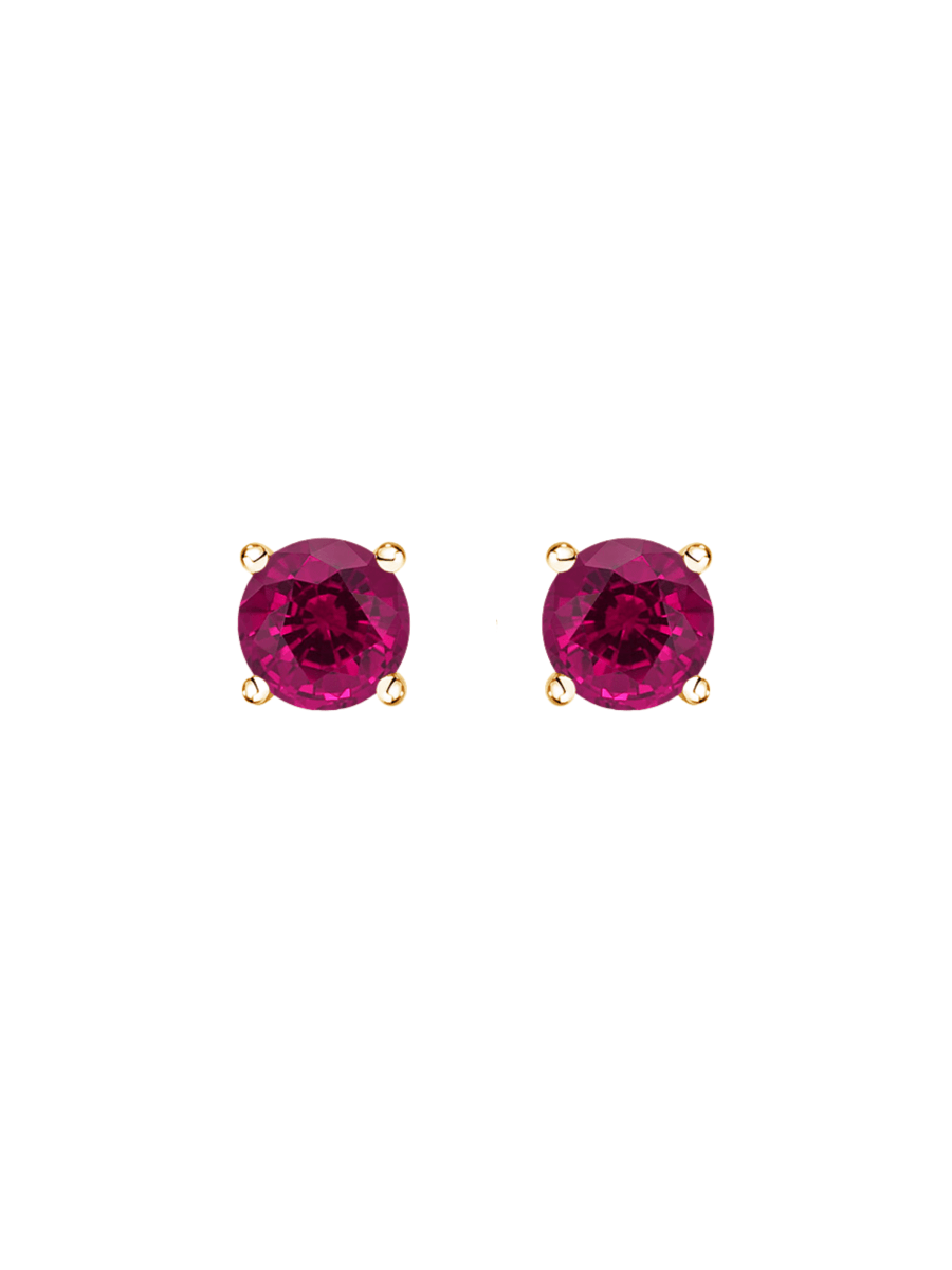 Cubic zirconia stud earrings ruby on white background