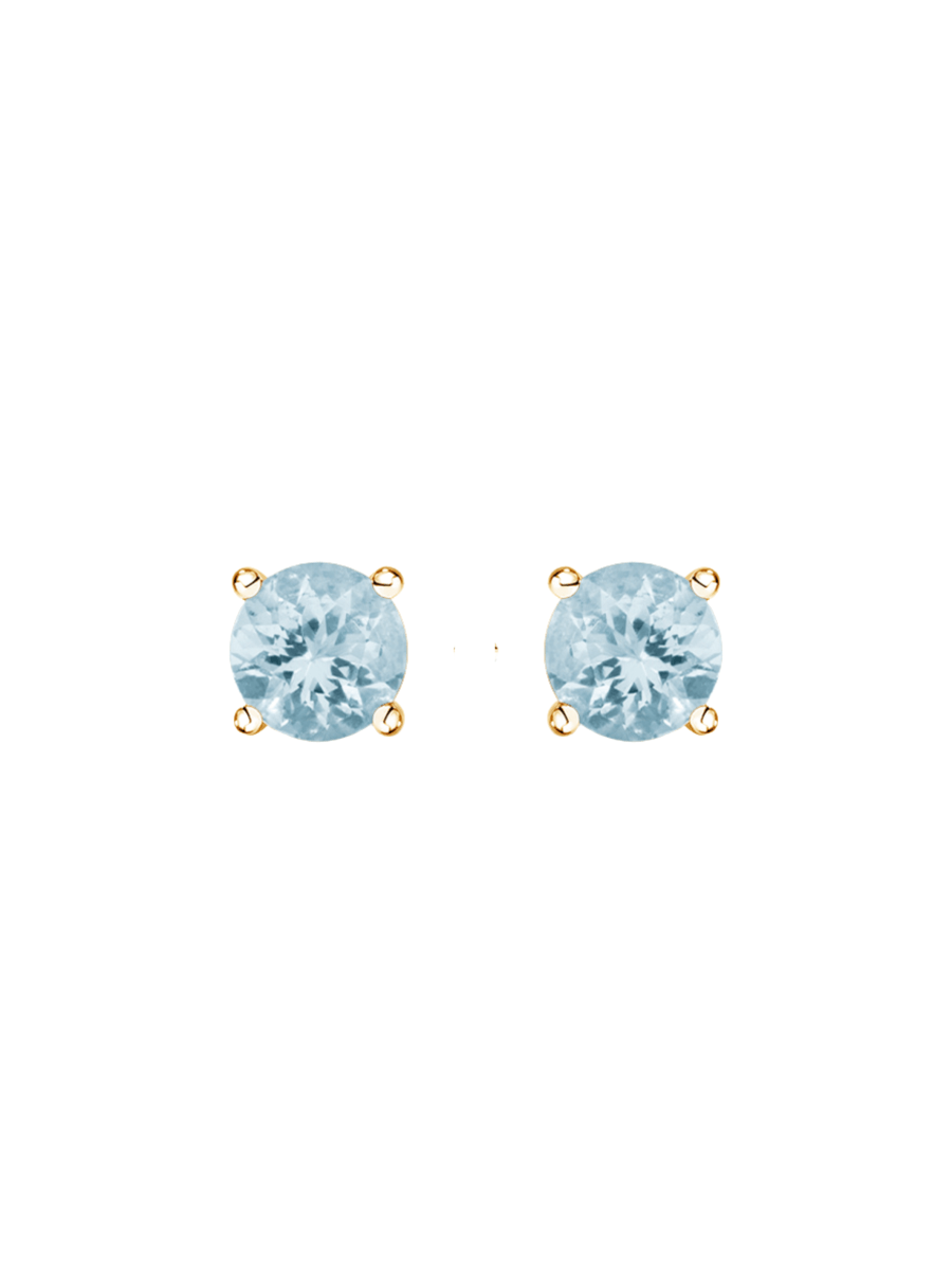 Cubic zirconia stud earrings aquamarine on white background