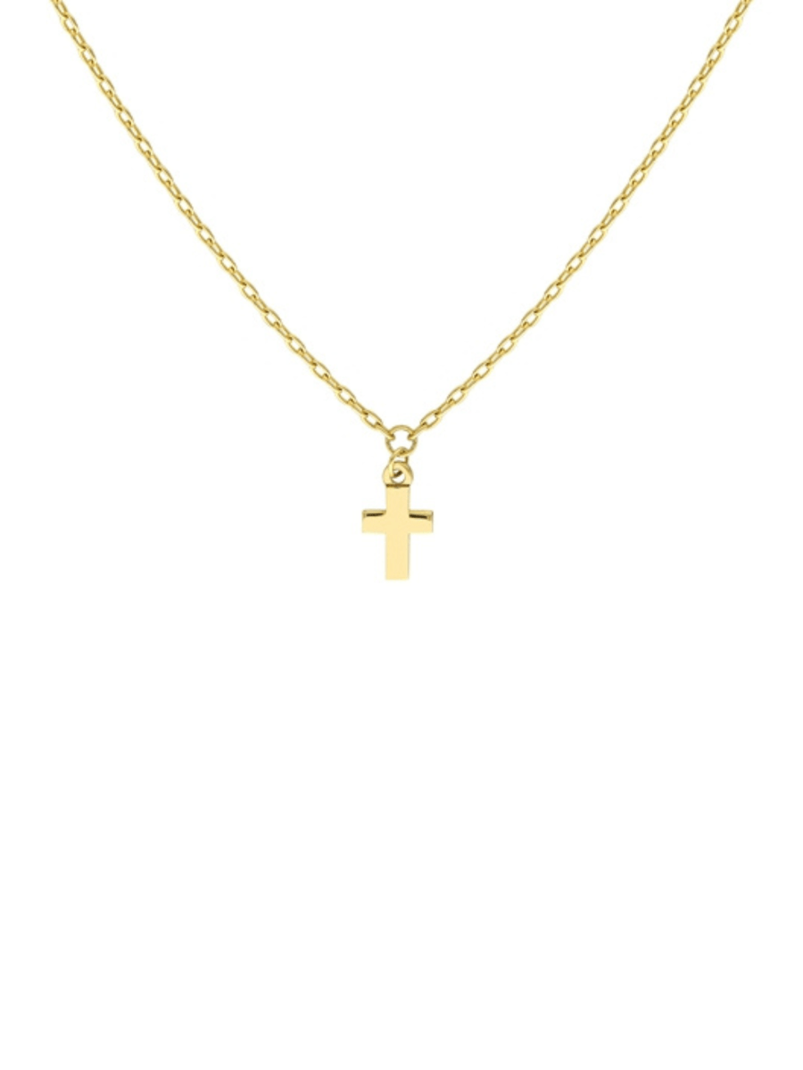 Youth Fleur De Lis Cross Necklace in 14k Yellow Gold, 15 Inch - The Black  Bow Jewelry Company