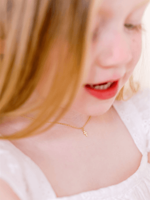 Tiny Cross Necklace 14K