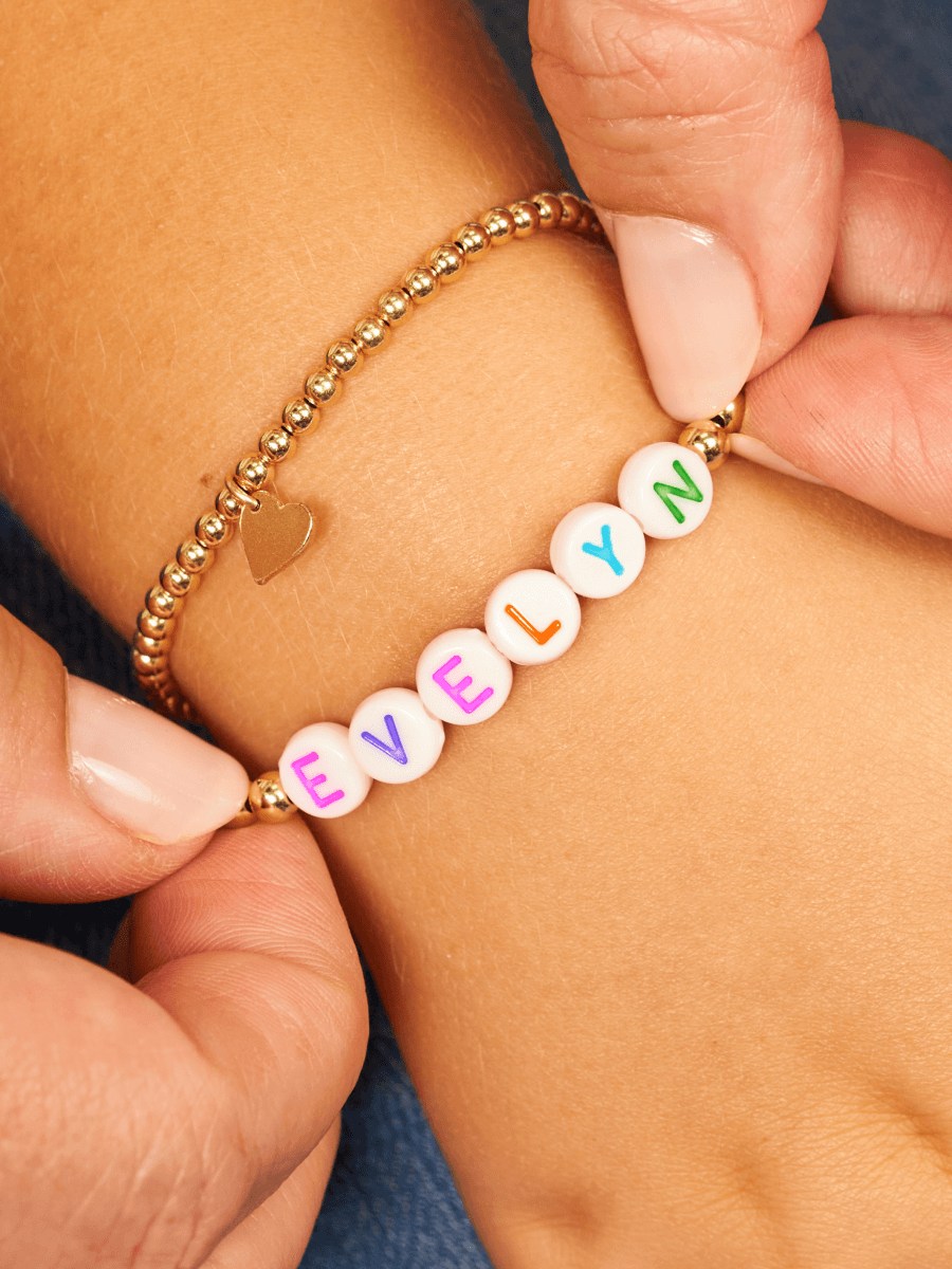 rainbow name bracelet, personalized bracelets for girls, mom