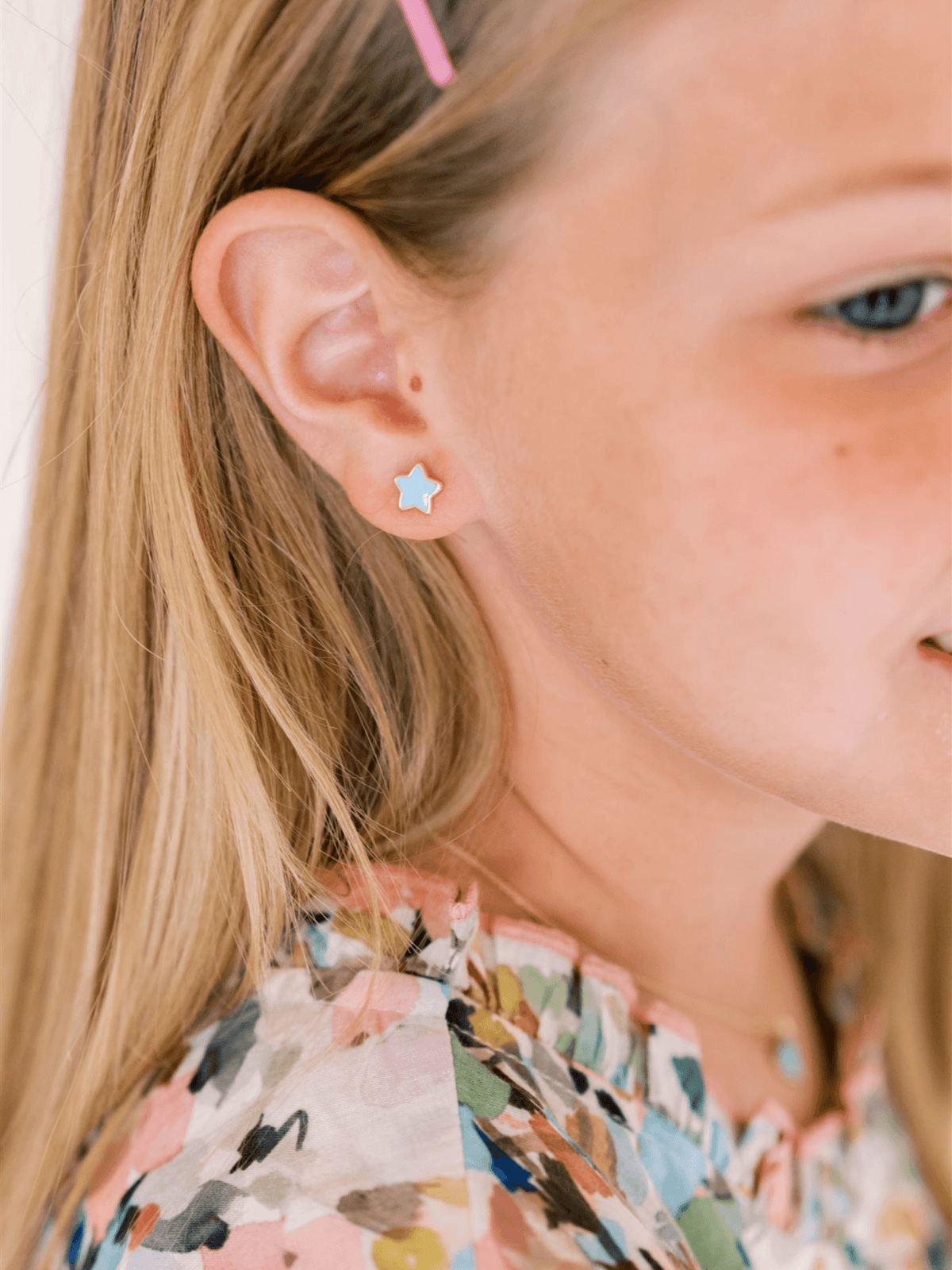 Kid Enamel Blue Star Stud Earring 14K - LeMel