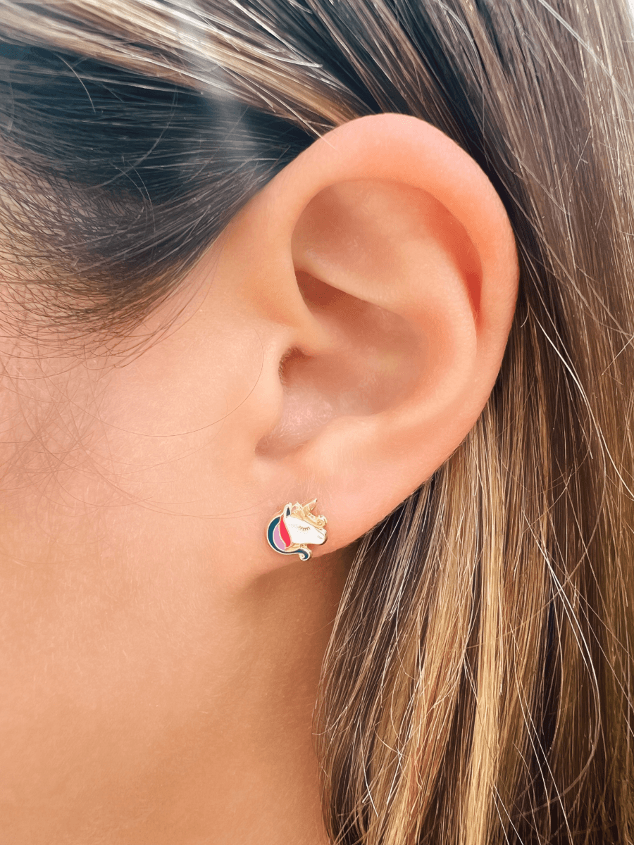 Kid Enamel Unicorn Stud Earring 14K Gold LeMel LeMel