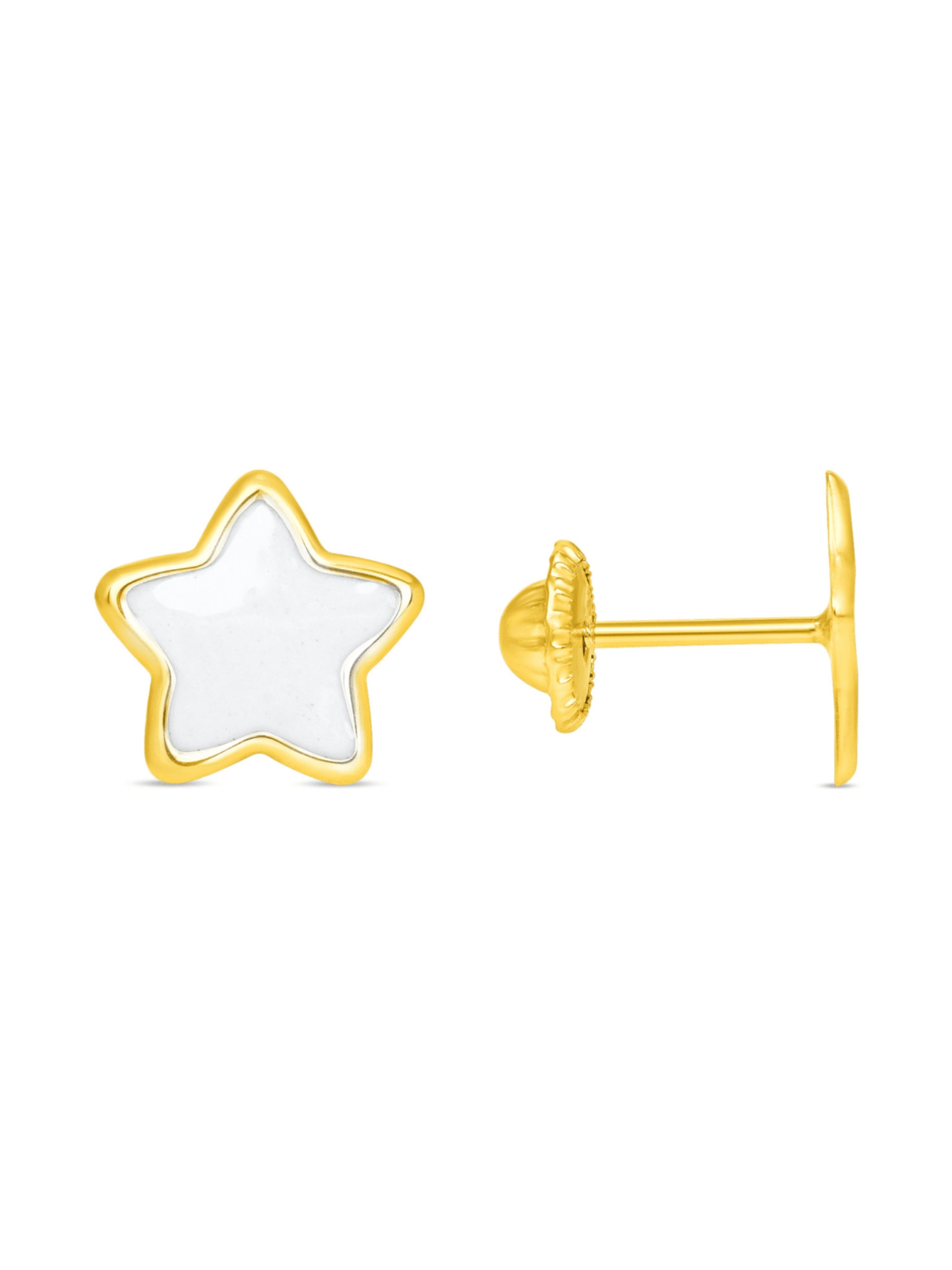 Kid Enamel White Star Stud Earring 14K - LeMel