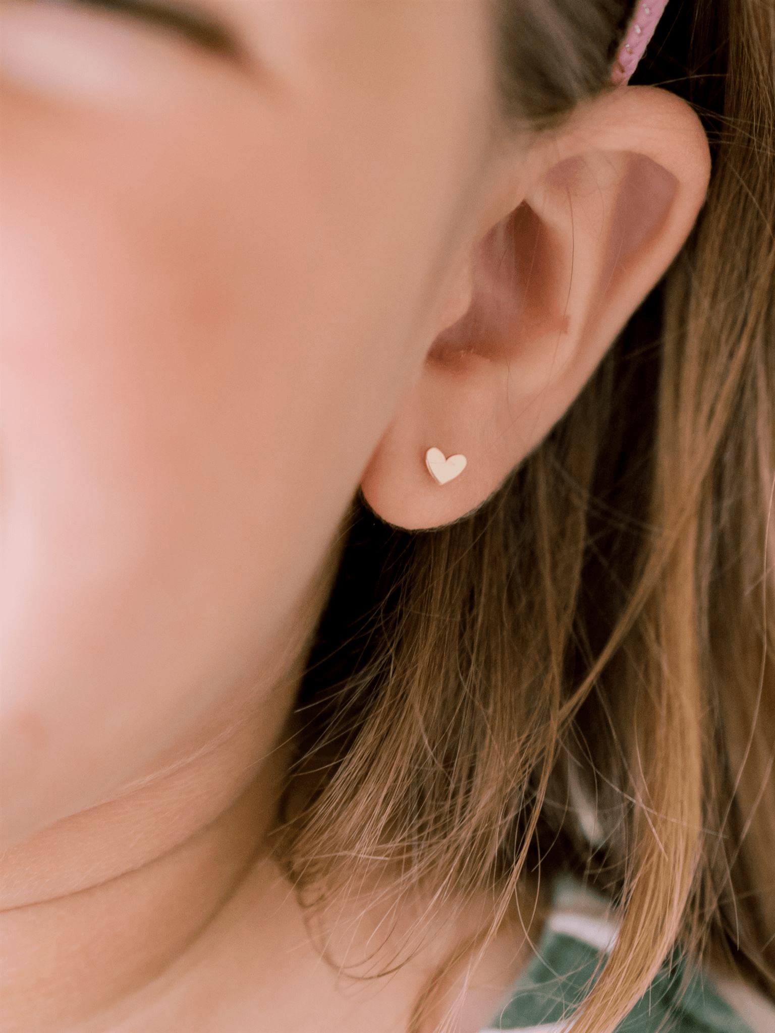 Kid Gold Heart Stud Earrings 14K Gold LeMel LeMel