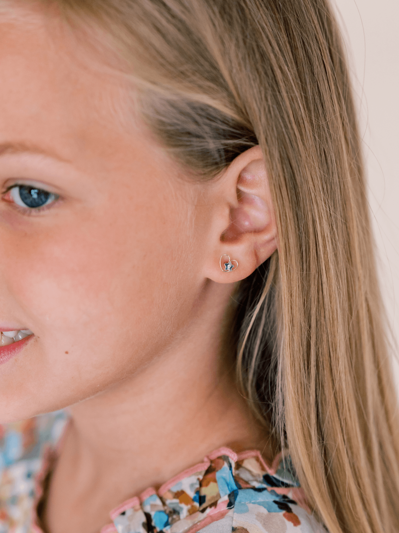Kid Heart Star Stud Earrings 14K Gold LeMel LeMel