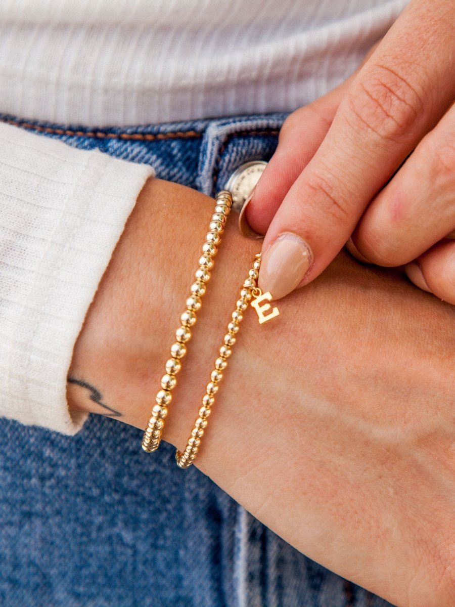 Gold initial bracelet - Initial letter bracelet made of 14 karat gold