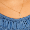 14K gold small diamond initial charm on dainty gold chain