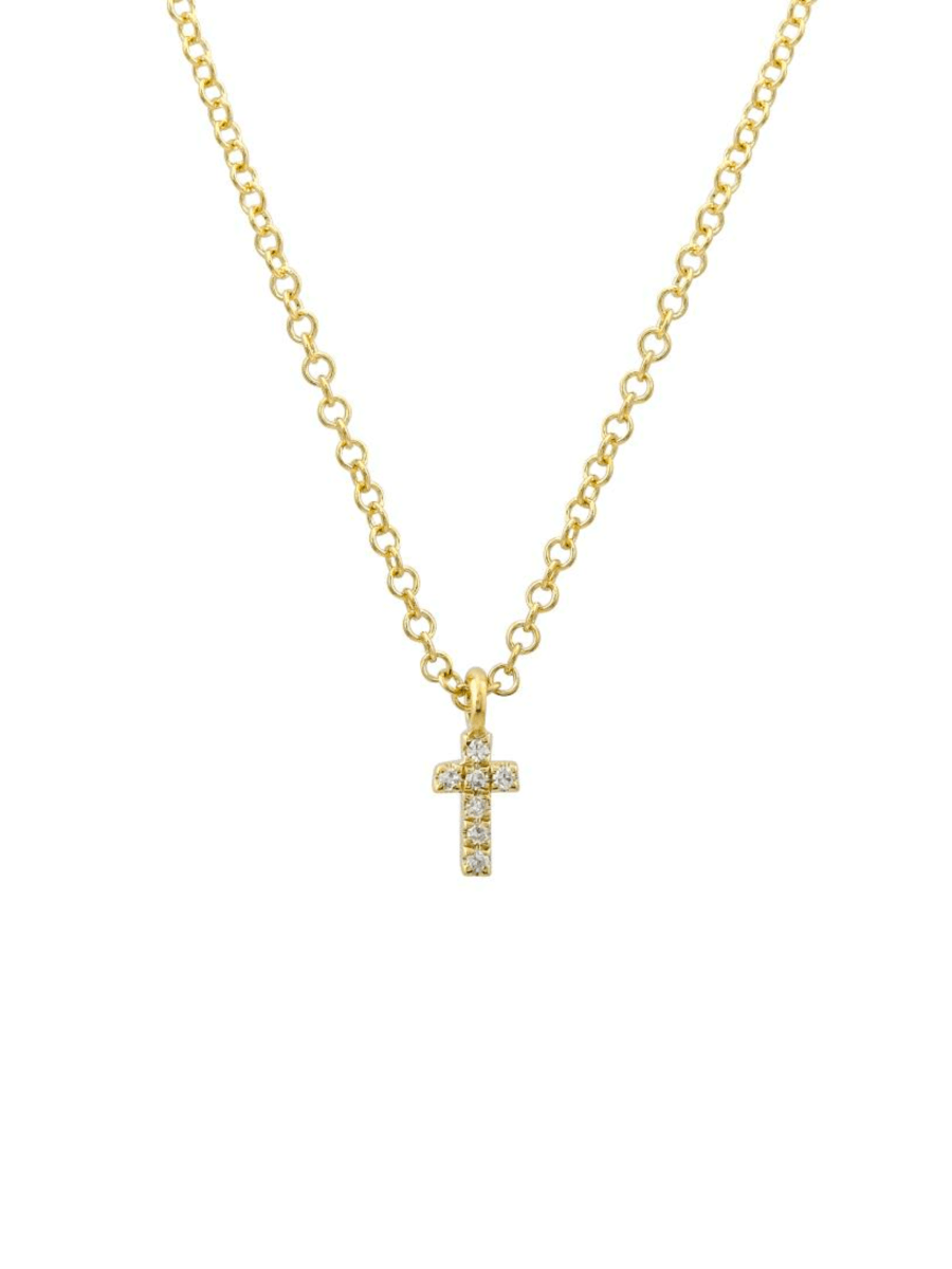 Kid Mini Diamond Cross Necklace 14K - LeMel