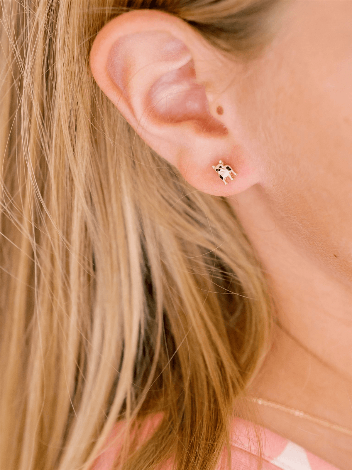 Kid Pug Puppy Stud Earrings 14K - LeMel