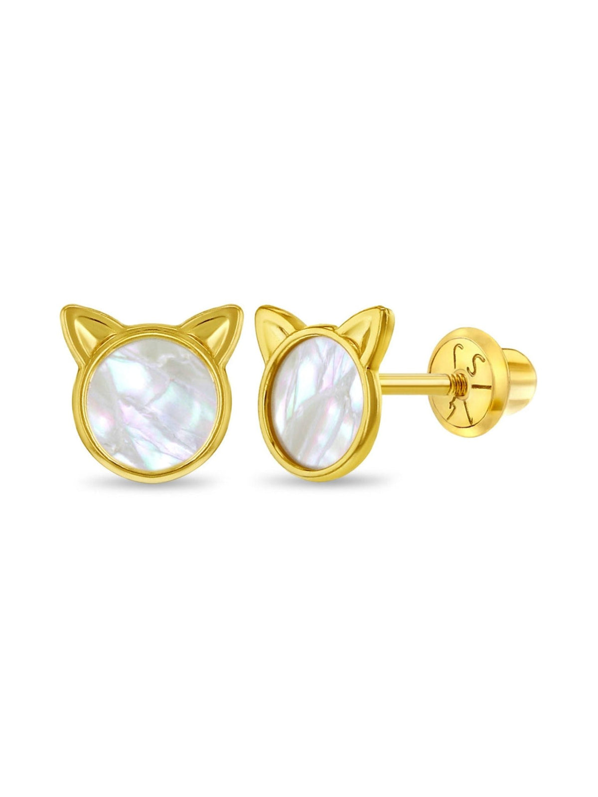 Kitty Cat Kids Stud Earrings 14K - LeMel