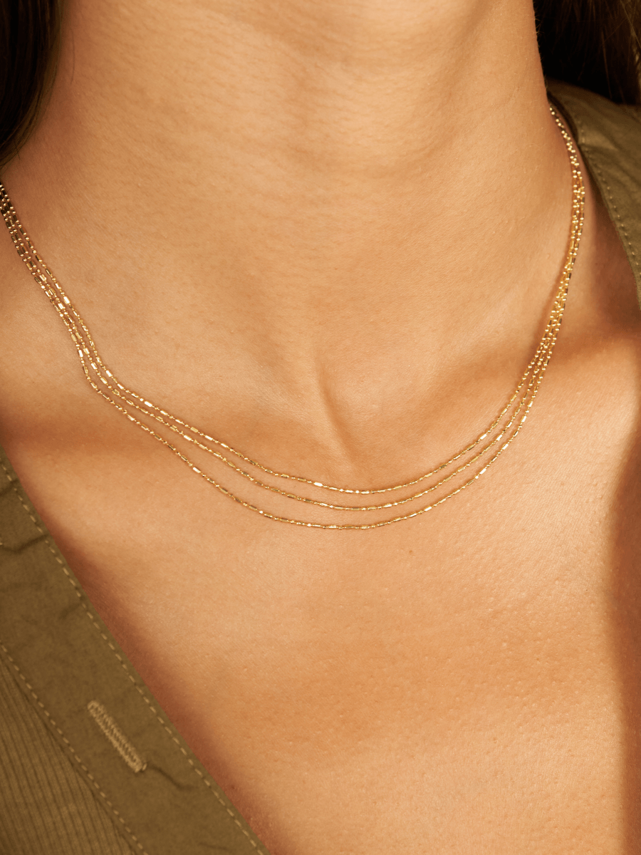 Kristin Triple Chain Necklace 14K - LeMel