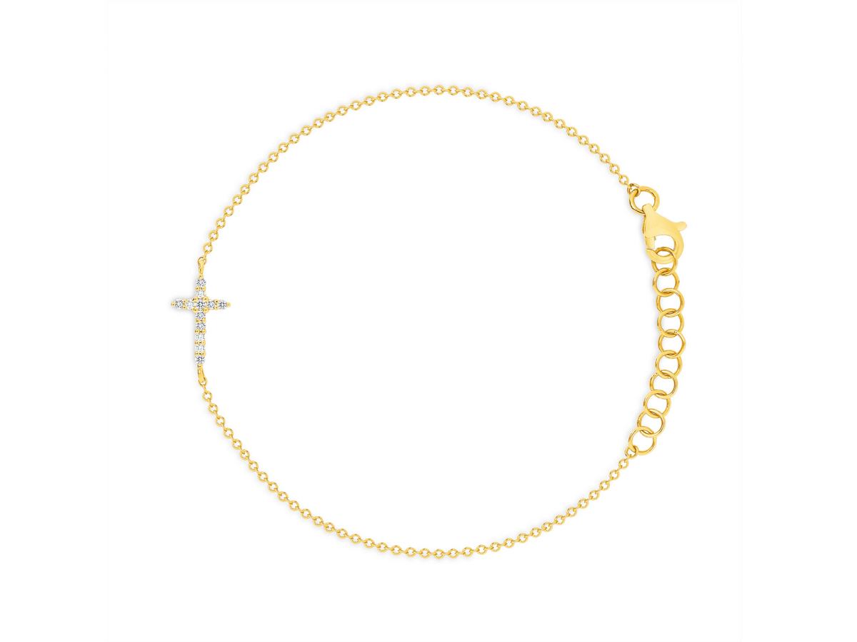 Diamond Cross Bracelet 14K - LeMel