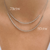 Two sizes of diamond tennis chain necklace in 14K white gold