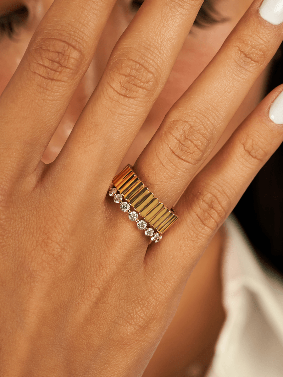 Lindsay Fluted Gold Ring 14K - LeMel