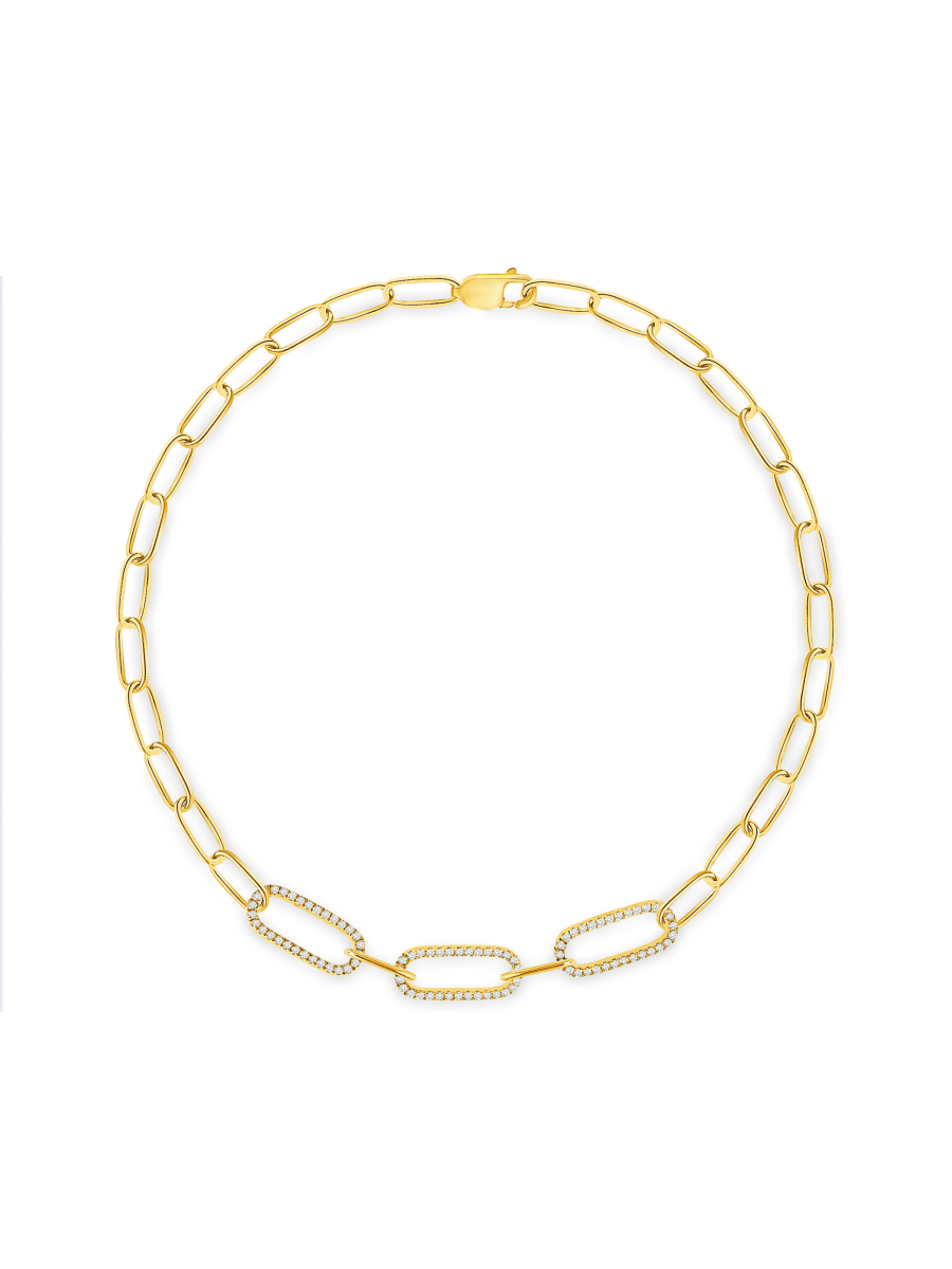 Lisa Diamond Paperclip Bracelet 14K - LeMel