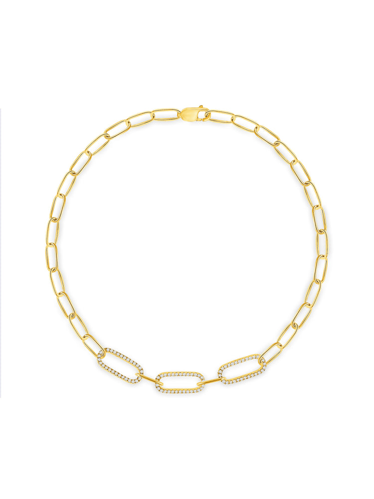 Lisa Diamond Paperclip Bracelet 14K