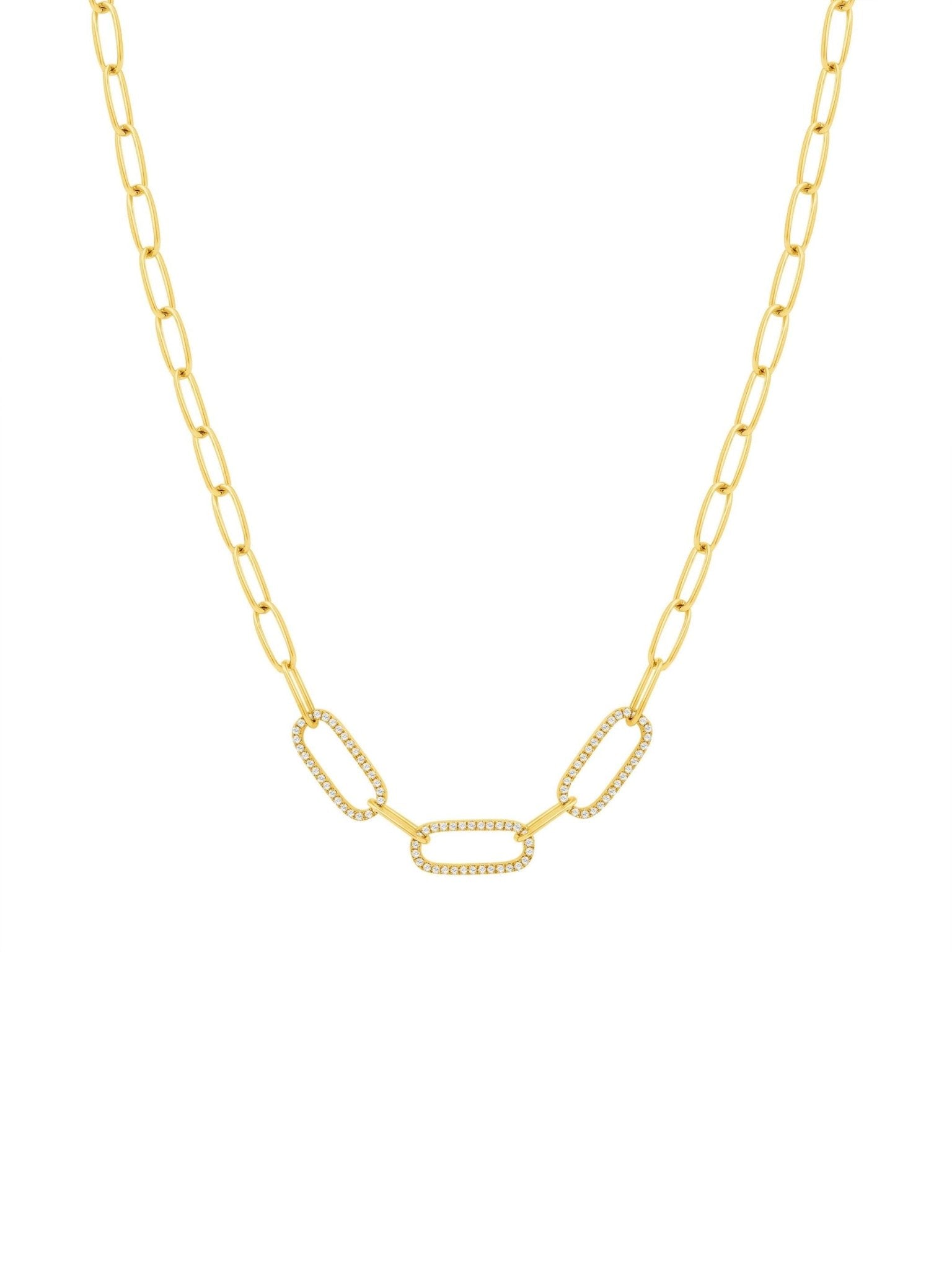 14k Yellow Gold Paperclip Diamond Necklace – MB Altman Jewelry