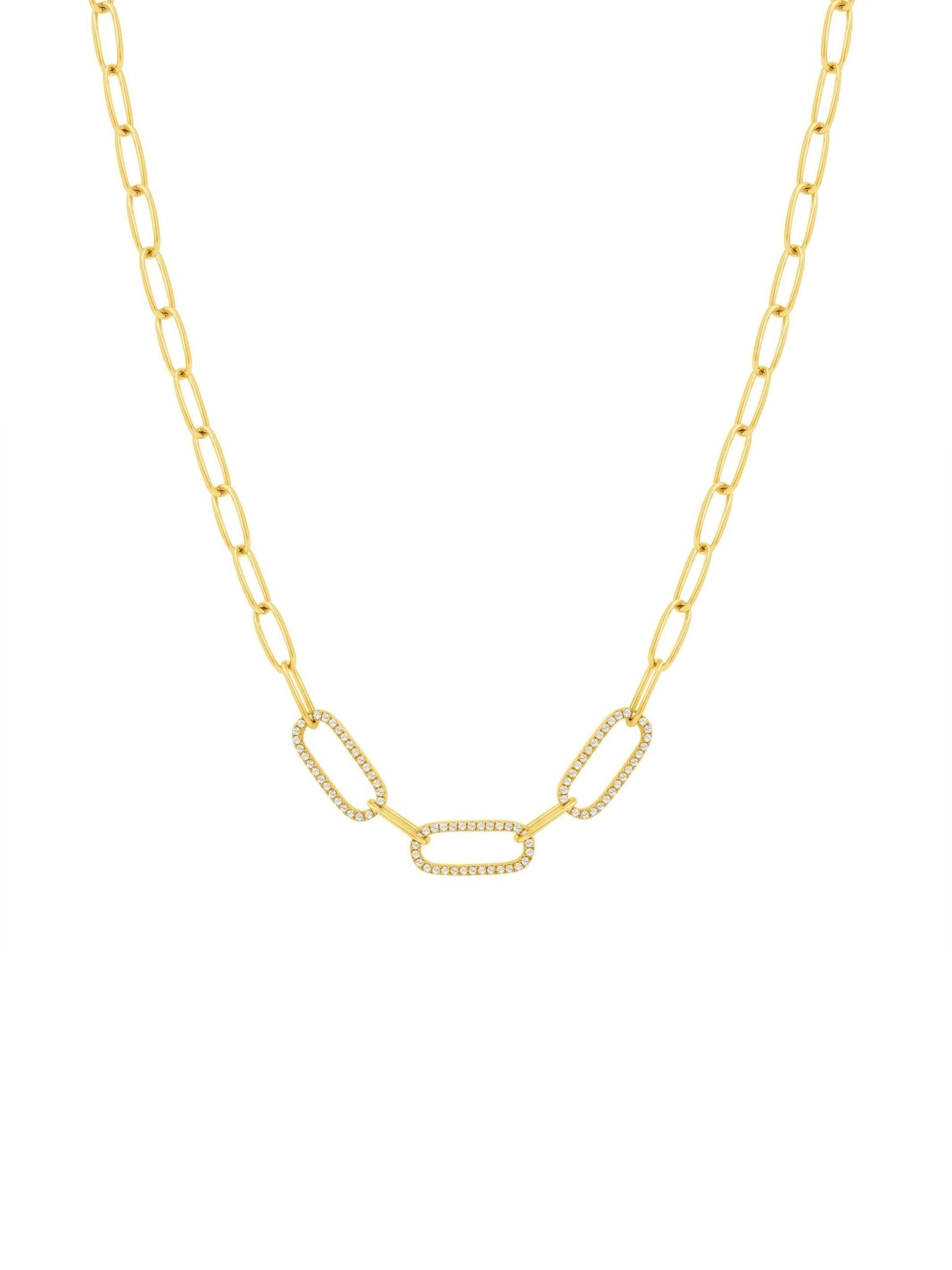 Lisa Diamond Paperclip Necklace 14K - LeMel