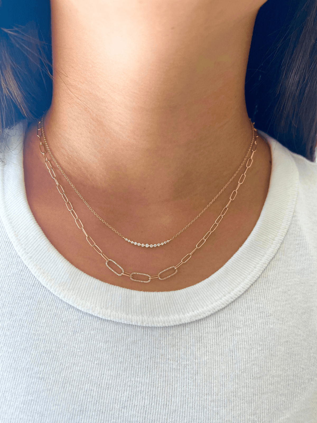 Lisa Diamond Paperclip Necklace 14K - LeMel