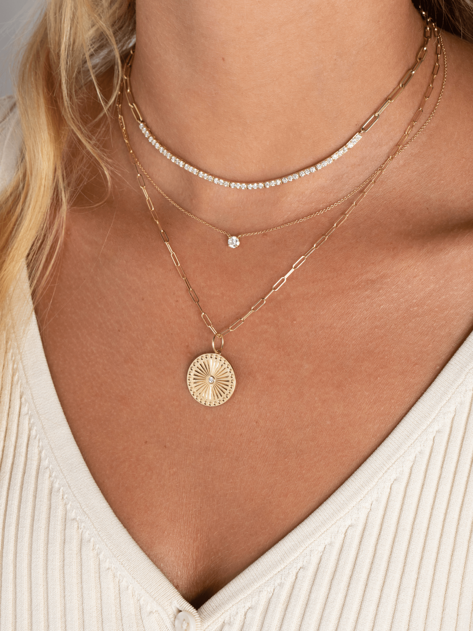 14K Two-Tone Gold Paper Clip Diamond Necklace – Daniel's Creations Jewelry