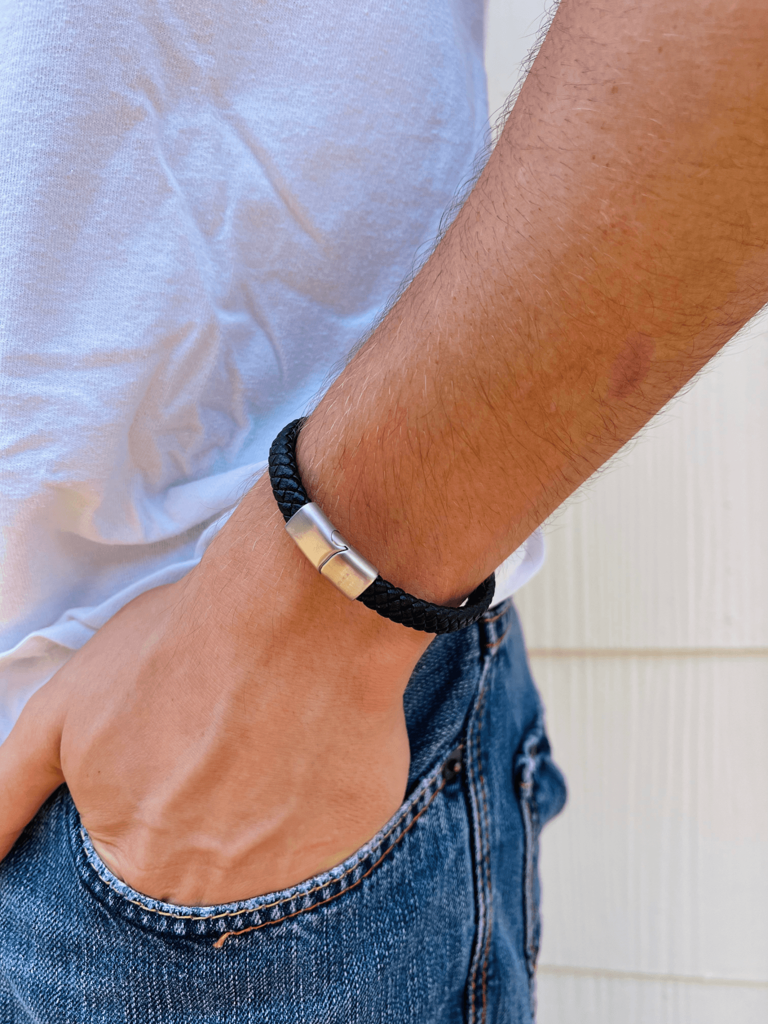 Bracelet - SM - Triple Wrap Black Leather Tape Measure (Oxidized Buckl –  The Handmade Showroom